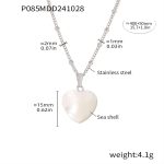 color: P085-Steel Color Shell Heart Necklace -Small