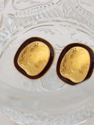 French Exaggerated Design Retro Personality Oval Earrings Stainless Steel Plated 18K Gold High Quality Earrings