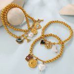 Retro Affordable Luxury Cross Devil Eye DIY Multi-Pendant Gold Beaded Bracelet Sweet Cool Bracelet