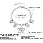 color: TXE185-Flower Zircon Steel Color Bracelet -17+5cm