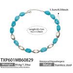 color: TXP601-Blue Color Resin Steel Color Necklace -42+5cm