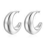color: Big Moon Hollow Earrings Steel Color