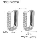 color: F1569-Steel Color White Zircon Earrings