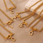 All-Matching Full Zirconium 26 English Letters Pendant Necklace Stainless Steel Simple Advanced Clavicle Chain