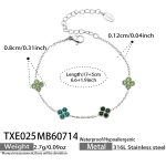 color: TXE025-Green Color Zircon Steel Color Bracelet -17+5cm