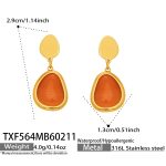 color: TXF564-Gold Orange Cat's Eye Stone Earrings