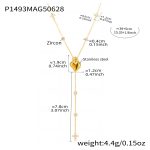 color: P1493-Gold Heart Y Letter Zircon Necklace -39+5cm