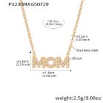 color: P1230-Gold MOM Zircon Necklace 38+5cm