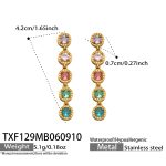 color: TXF129-Gold Multicolor Zircon Earrings