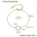 color: TXE337-Gold Cross Shape Zircon Bracelet 15+5cm