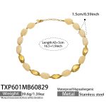 color: TXP601-Yellow Resin Gold Necklace -42+5cm