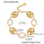 color: TXE514-White Glass Stone Gold Bracelet 17.5+3cm