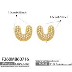 color: F260-Letter U Gold Earrings