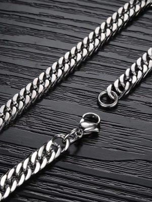 Stainless Steel Grinding Chain Men's Cuban Link Chain Simple Accessories Chain Sweater Chain Jewelry Necklace
