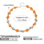 color: TXP600-Champagne Color Resin Steel Color Necklace -44.5+5cm