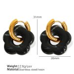 color: EH497 Black Resin Gold Earrings