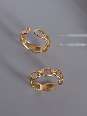 Marka French Bone Joint Hollow Ring All-Match Little Finger Ring Open Adjustable Ring Gold Plated
