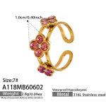 color: A118-Gold Pink Zircon Ring