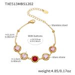 color: TXE513-Mixed Red Glass Stone Gold Bracelet 16.5+5cm