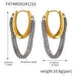 color: F474-Two-tone Gold Multi Layer Chain Earrings