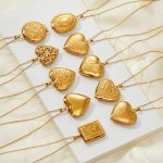 Mirror Multi-Style Stainless Steel Photo Box Necklace DIY Can Open Photo Frame Peach Heart