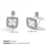 color: EH1400WES White Shell Silver Stud Earrings