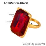 color: A590-Gold Red Zircon Ring / size: US 6