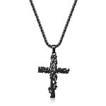 color: Fully Polished Tree of Life Cross Black