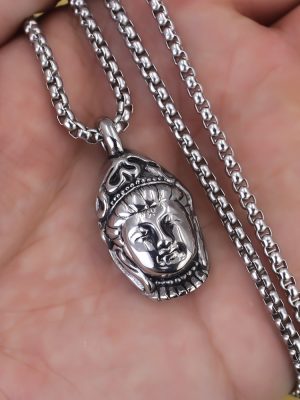 2026 Accessories Men's and Women's Retro Couple Necklace Antique Guanyin Avatar Pendant