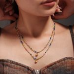 Dopamine Natural Stone Beaded Faceted Opal Water Drop Clavicle Necklace Colorful Temperament Entry Lux Necklace Women