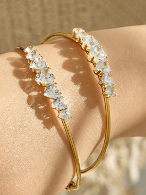 Loving Heart Zircon Stainless Steel Gold-Plated Bracelet Advanced All-Match Light Luxury Female Accessories Bracelet