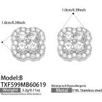 color: TXF599-B Style White Zircon Steel Color Earrings