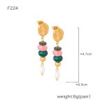 color: F224-Green Natural Stone Earrings
