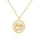 color: Sunflower Pink Zircon Pendant Necklace Gold