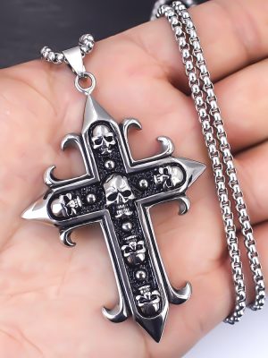 Independent Station Necklace Vintage Old Skull Tiger Head Men's Stainless Steel Necklace