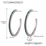 color: F1711-A Style -Steel Color Green Zircon Earrings -26mm