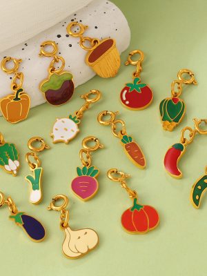 Fresh Pastoral Lovely Vegetable Series Jewelry Buckle Pendant Stainless Steel DIY Bracelet Necklace Accessories
