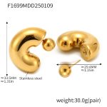 color: F1699-Gold Hollow Earrings