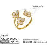 color: A379-Enamel Small Flower Gold Open Ring / size: US 7