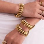 New Heavy Industry Torpedo Hand-Assembled Bracelet and Necklace Set Stainless Steel 18K Gold Plated Jewelry