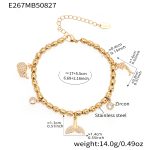 color: E267-Gold Little Fish Zircon Bracelet 17+5cm