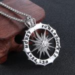 Compass Compass Shape Pearl Chain Necklace Stainless Steel Vintage Pendant Ornaments