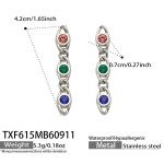 color: TXF615-Multicolor Zircon Steel Color Earrings