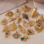 DIY Pendant Necklace Accessories Stainless Steel Plated 18K Gold Palm Eye Pendant