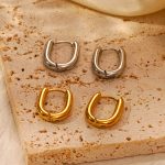 INS Geometric Oval Stainless Steel Earrings Women's High-Grade Light Luxury 18K Earrings