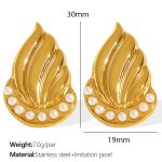 color: EH812 White Bead Gold Earrings