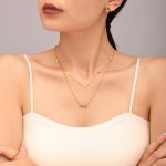 Ornament 8 Words Inlaid Zircon Super Flash Clavicle Double Layer Twin Necklace Women's Bracelet Stainless Steel PVD Electroplating