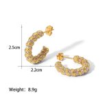 color: White Rhinestone C Shape Gold MS-238