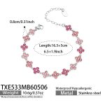 color: TXE533-Pink Color Zircon Steel Color Bracelet 16.5+5cm