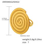 color: A995-Gold Straw Hat Spiral Pattern Ring / size: US 7